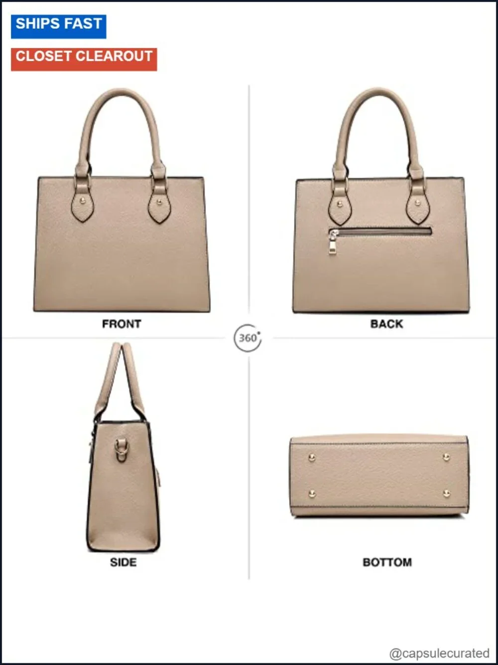 Women's Crossbody Satchel Tote Handbag Vegan Leather Multi-Pocket